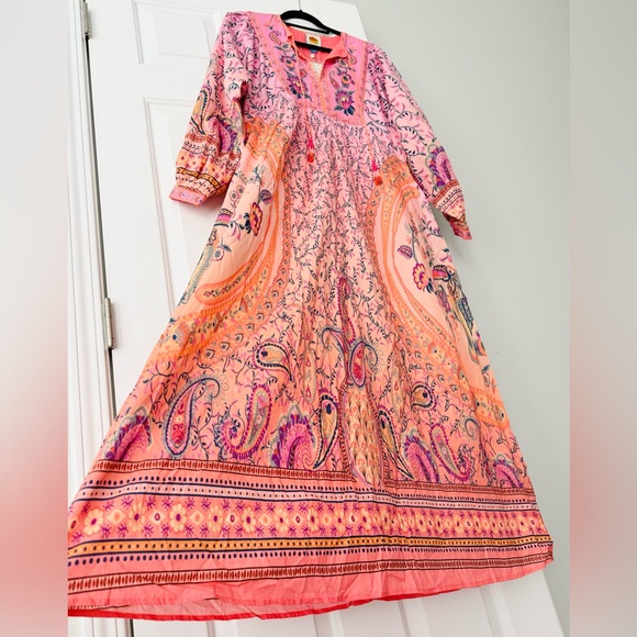 Farm Rio Long Sleeve Bohemian Kaftan Maxi Dress - Picture 10 of 15